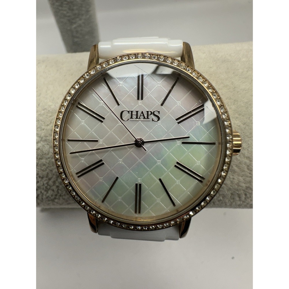 Chaps CHP3017 Ladies MOP Watch New Battery 36MM 7.25" White Ceramic Band D31